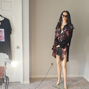 John Mark Black Floral Long Sleeve Dress